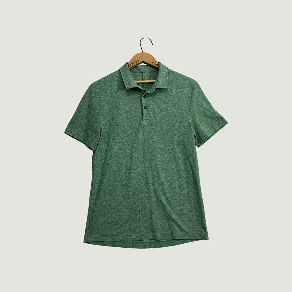 Lululemon Evolution Polo Shirt Mens Medium Heathered Green Short Sleeve Golf Top